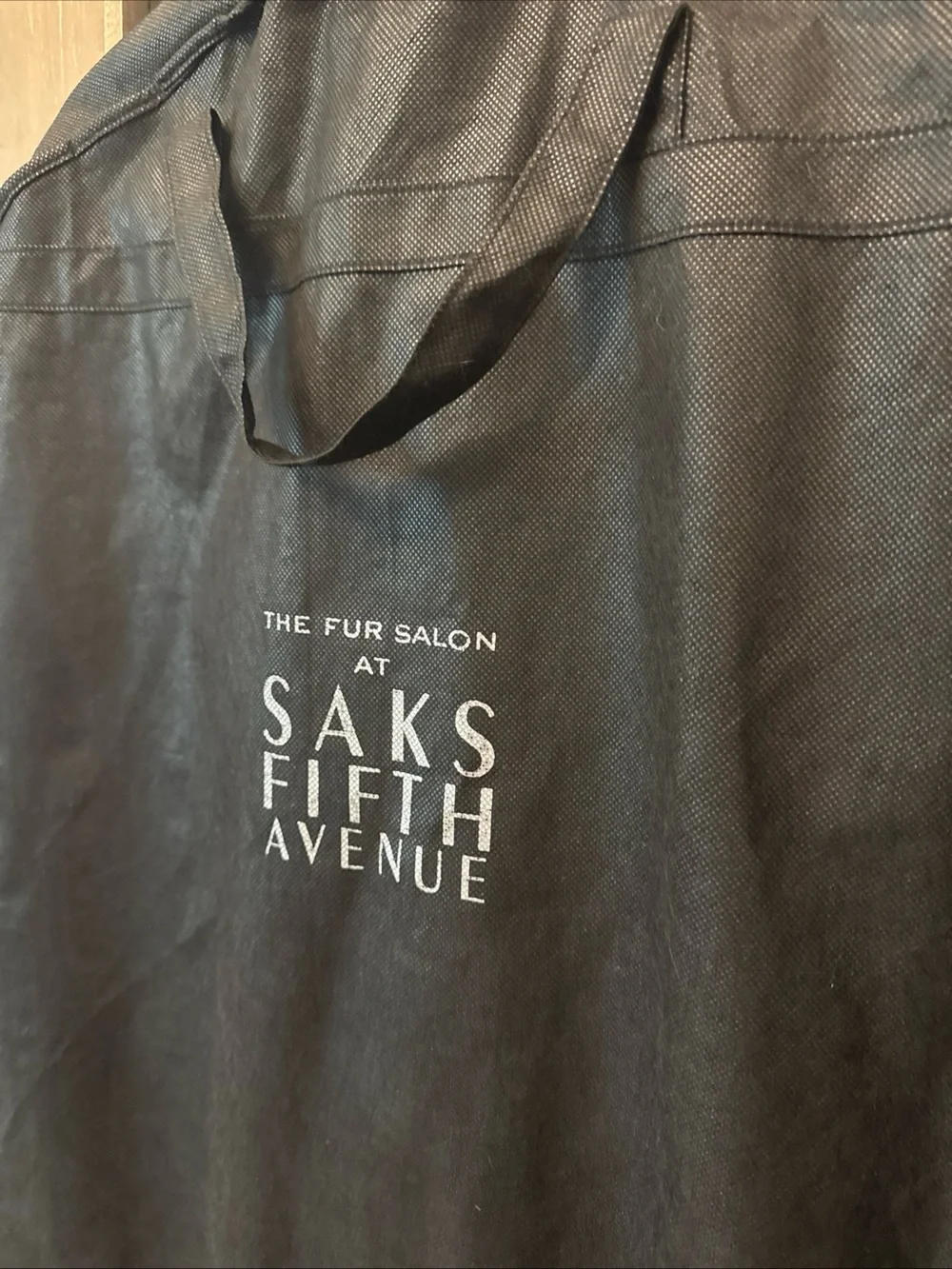 Saks Fifth Ave The Fur Salon Garment Bag Zipper 54x 23” and Plastic Bag 51x23”